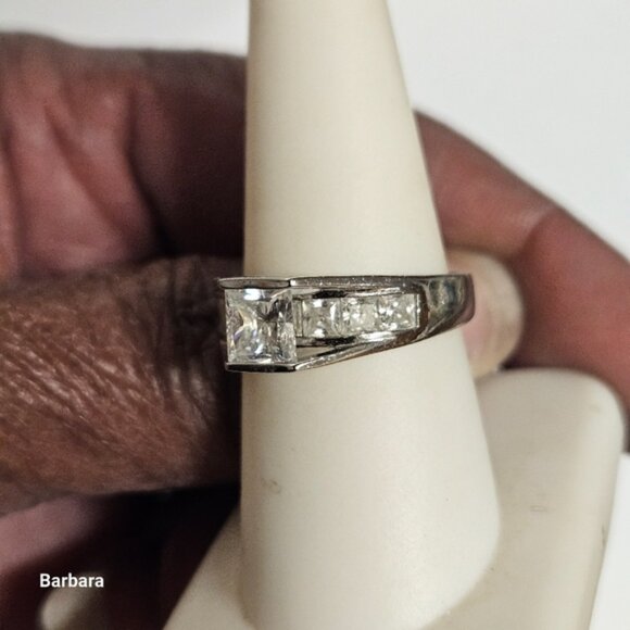 CZ Sterling 925 Silver Channel Ring Size 8 - Picture 3 of 4